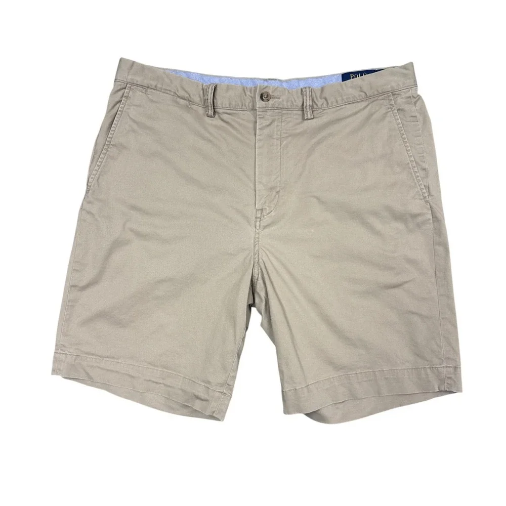 Polo Ralph Lauren Chino Shorts Mens 35 Tan Stretch Classic Fit Flat Front Khaki